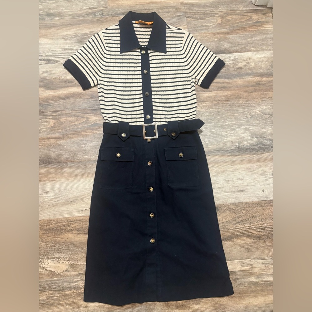 Tory Burch Navy and Cream Dress